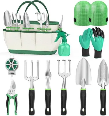 Produktbild von Unyqoos® Tuingereedschapsset 11-teilig mit Aufbewahrungstasche für Gartenliebhaber