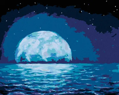Zdjęcie produktu dla Zuty - Painting by Numbers - THE MOON REMAINING IN THE SEA WAVES, 40x50 cm, bez ramy i bez wyłączania płótna
