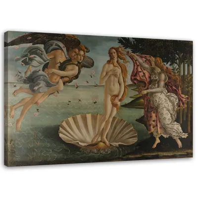 Obrázek produktu pro Nástěnná malba - Feeby - Estetická dekorace do pokoje - Zrození Venuše S. Botticelli Reprodukce obrazu do pokoje - Estetické obrazy na plátně - Plátno 120x80 velké