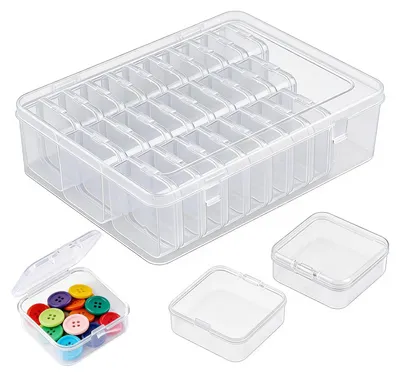 30 Mini-Aufbewahrungsboxen, 5,5x5,5x2 cm, durchsichtig, stapelbar