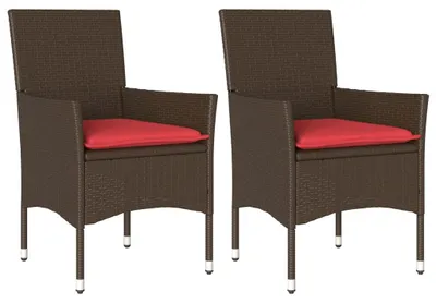 Produktbild von vidaXL Gartenstühle mit Kissen 2 Stk. Braun Poly Rattan