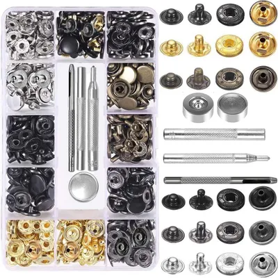 Druckknopf-Set 132 Stück, 6 Farben, 12,5 mm, mit Werkzeug