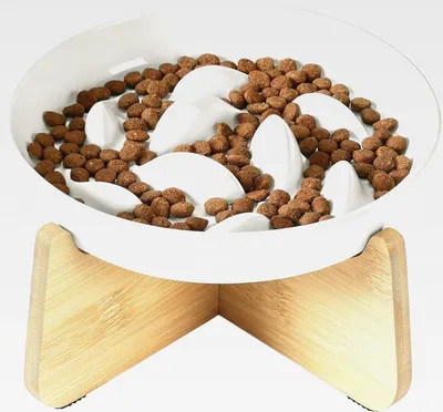 Produktbild von Anti Schling Napf Katze Erhöht, Keramik Antischlingnapf Katze, Slow Feeder Katzen Nassfutter, Antischlingnapf für Katzen und Kleine Hunde