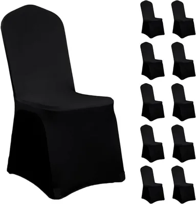 Immagine prodotto di Copri sedie bianchi, 10 pezzi, ideali per feste, elasticizzati, lavabili, in Spandex