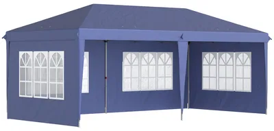 Produktbild von Faltpavillon 3x6 m Stahl, abnehmbare Seitenwände, Gartenzelt Partyzelt blau
