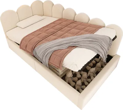Produktbild von Polsterbett 90x200cm Daybett Ohne Matratze Tagesbett Schlafsofa mit hydraulischem Stauraum Kinderbett mit Metall-Lattenrost Beige Samt