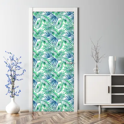 Produktbild von Dekorative Abnehmbarer Wandsticker Türtapete selbstklebend Klebefolie Palmblätter Exotisch 77 x 200 cm