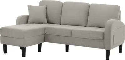 Produktbild von AIORBER L-förmiges Ecksofa mit Chaiselongue, 3-Sitzer, Baumwoll-Leinen, modulares Design, bequem und platzsparend, 166x118x77cm, Grau