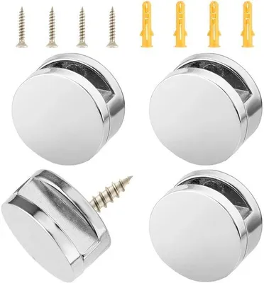 Produktbild von Spiegelhalter-Set - Wandmontage - Metallisch/Kunststoff - 4 Teile - Silber - Sicher zu installieren