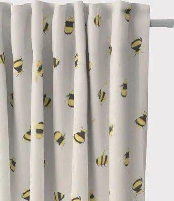 Produktbild von SCHÖNER LEBEN. Vorhang STUDIO G Digitaldruck Bienen taupe gelb 245cm Aufhängung Smok-Schlaufenband