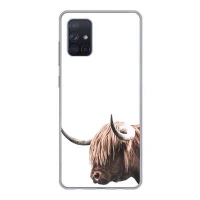 Produktbild von MuchoWow® Handyhülle Schutzhülle Hülle für Samsung Galaxy A51 Schottischer Highlander - Kopf - Weiß Silikon Softcase Handy Hülle - Schutzabdeckung