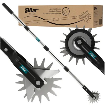Obrázok produktu pre Sillar – rezačka na okraje trávnika – s vodiacim valčekom, nerezová, nastaviteľná, 100–170 cm