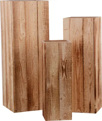 Produktbild von UNUS® Holzsäule 3er Set Holz Säule Dekosäule Blumensäule Blumenständer (hohl)