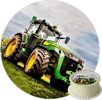 Zdjęcie produktu dla Opłatek na tort motyw traktor 20 cm - wegański, bezglutenowy, okrągły, docięty