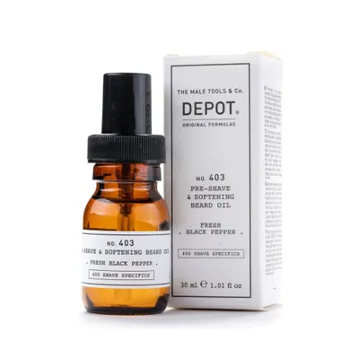 Immagine prodotto di Depot olej No. 403 Olio per barba prebarba e ammorbidente Pepe nero fresco 30 ml