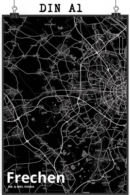 Produktbild von Mr. & Mrs. Panda Bild Frechen DIN A1 - Geschenk, Plakat, Deko, drucke, Stadt, wanddeko, Dorf Karte Landkarte Map Stadtplan, Wandbild