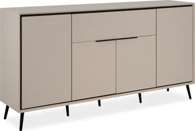 Produktbild von Sideboard >Arona< 4 Türen, 1 Schublade, 6 Böden, in Sand / Schwarz - 175x90x38cm (BxHxT)