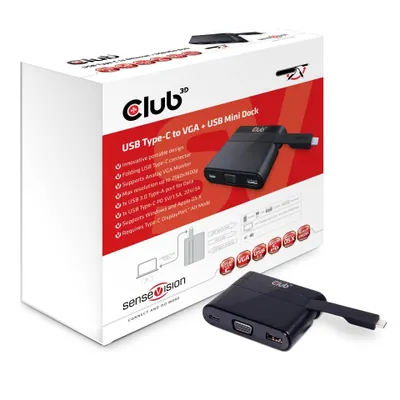 Immagine prodotto di Club3d CLUB3D Mini dock di ricarica da USB tipo C a VGA + USB 3.0 + USB tipo C