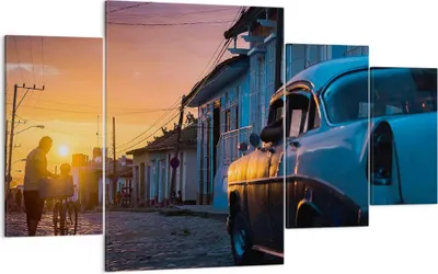 Produktbild von Bild auf Leinwand - Leinwandbild - Straße Auto Haus - 160x90cm - Wand Bild - Wanddeko - Wandbilder - Leinwanddruck - Bilder - Kunstdruck - Wanddekoration - Leinwand bilder - Wandkunst - DL160x90-3459