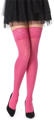 Produktbild von Bellivalini Damen Halterlose Mikrofaser 60 DEN Strümpfe mit Spitze BLVFI1005 (Fuchsie, XL)