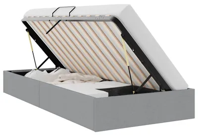 Produktbild von Bett mit Stauraum, Hellgrau, 203 x 100 cm, Stoff