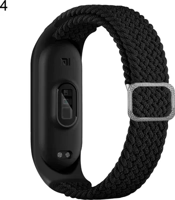 Produktbild von Verstellbarer Uhrengurt mit Schnalle Flexible Ersatzwebel elastischer Band Uhrengürtel für Xiaomi Mi Band 5/6/7-Schwarz