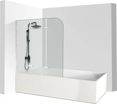 Immagine prodotto di Hengda bagno allegato doccia schermo pieghevole vasca da bagno cabina doccia in 6 mm NANO 180 ° ESG vetro trasparente destra e sinistra montabile 3 pezzi pieghevole 120 * 140CM argento