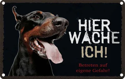 Produktbild von vianmo Blechschild 20x30 cm Doberman hier wache eigene Gefahr Hund