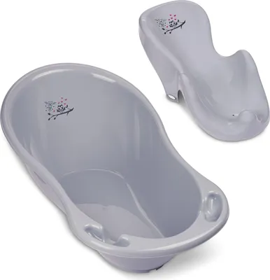 Produktbild von Baby Badewanne mit Baby badewannensitz 2 Set - Rheinland ! - Babybadewanne Neugeborene ab 0 bis 24 Monate mit Stöpsel + Baby badewannensitz mit Anti Rutsch Beschichtung!