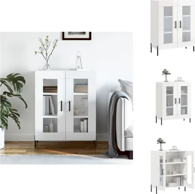 Zdjęcie produktu dla vidaXL Kredens biały wysoki połysk 69,5x34x90 cm materiał drewnopochodny - Kredensy