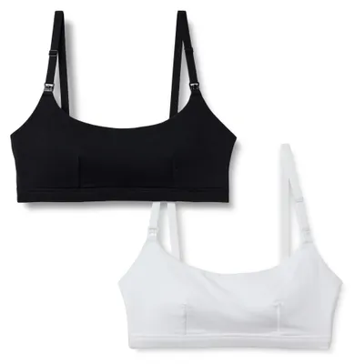 Produktbild von A. Essentials Damen Bequemer Still-BH Aus Baumwolljersey, 2er-Pack, Schwarz/Weiß