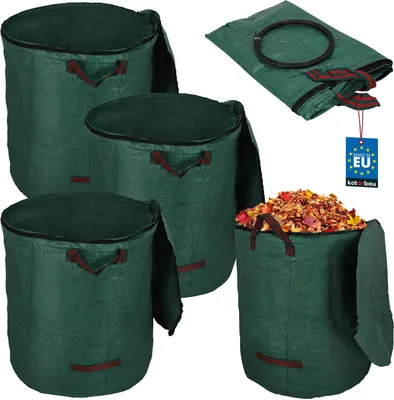 Produktbild von KOTARBAU® 3er Set Gartenabfallsack 272 L Laubsack Gartensack mit Deckel Gartenabfallsäcke faltbar schnittsack mit Tragegriffen Gartensäcke PP-Gewebe