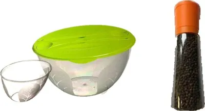 Produktbild von salat Schüssel Salatschüssel mit Deckel 5 Liter Vorratsdose Aufbewahrung + Grosse Pfeffermühle