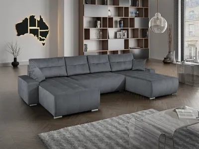 Produktbild von Ecksofa U-Form Mediolan III Schlaffunktion BettkastenLieferung bis in die Wohnung 362 cm ( Paros 06 - dunkelgrau )
