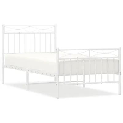 Obrázek produktu pro Postel s čelem a podnožkou kovová bílá 90x190 cm
