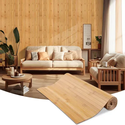 Productafbeelding van Bamboe wandpanelen, binnenbekleding voor wanddecoratie in woonkamers, kantoren of keukeneilanden (0,3 x 2,4 m, gebeit)