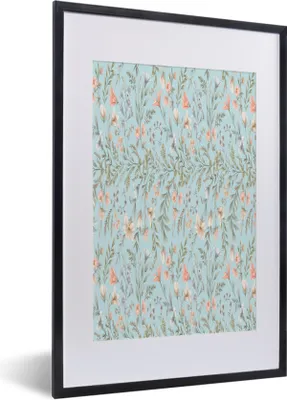 Produktbild von MuchoWow® MuchoWow® Gerahmtes Poster Blumen - Pastell - Collage 40x60 cm - Poster mit zchwarzem Bilderrahmen - Poster in Rahmen
