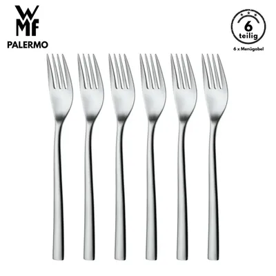 Produktbild von WMF Palermo Menügabel set, 6 tlg, , Cromargan Edelstahl 18/10 mattiert, spülmaschinenfest, ergonomisch, Gabel, Bestecksets, Tafelgabeln, besteck