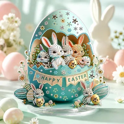 Produktbild von Diamond Painting Ostern Hase Doppelseitig Blau Bastelset für Erwachsene Kinder