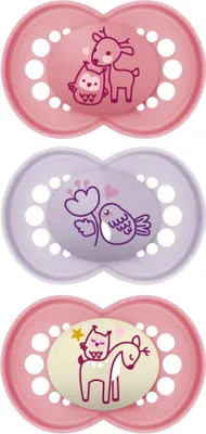 Produktbild von MAM | Original Schnuller Rosa 18+ Monate (3 Stück) zufällige Farbauswahl - Symmetrischer Sauger aus ultraweichem Silikon - anatomisch geformter Babyschnuller für eine optimale Mundentwicklung