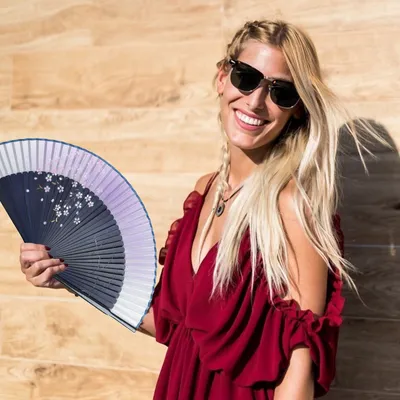 Produktbild von Handfächer Japanischer Faltfächer Klappfächer Vintage Stil Damen Herren Bambus Folding Fans Fächer für Wanddekoration Hochzeit Geschenk Muttertag Party Kostüm - Violett
