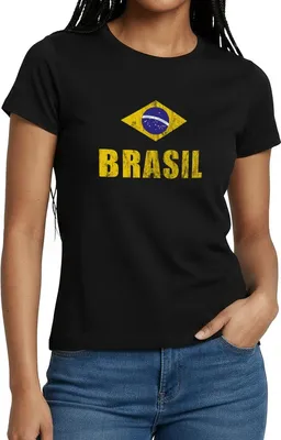 Produktbild von Spreadshirt Brasilien Fußball Retro Frauen T-Shirt, M, Schwarz