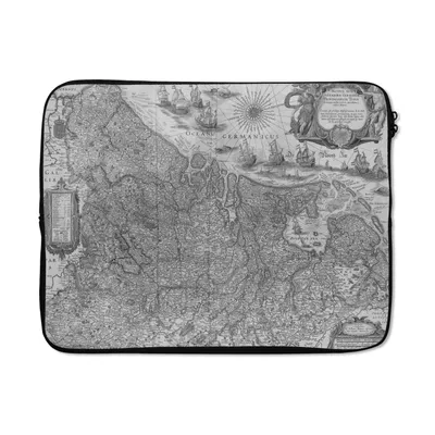 Produktbild von MuchoWow® Laptop Hülle 15 Zoll Eine alte schwarz-weiße Karte der Niederlande Laptoptasche - Laptoptasche - Sleeve - Rundum-Schutz