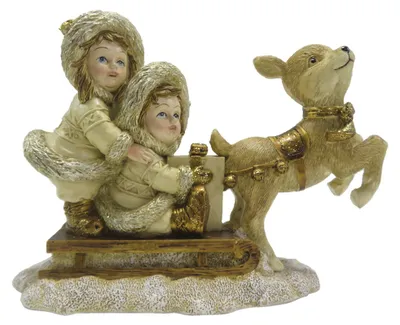 Produktbild von Clayre & Eef Figur Kinder 12 cm Goldfarbig Polyresin