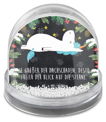 Produktbild von Mr. & Mrs. Panda Schneekugel Weihnachten Einhorn Sternenhimmel - Kreidetafel - Geschenk, dekoartikel, Unicorn, Sterne, glitzerkugel, Verrückt, Weihnachts, Einhörner