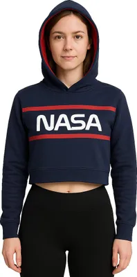 Produktbild von NASA Kapuzenpullover für Damen Hoodie Sweatshirt Pullover langärmlig Blau/Rot M