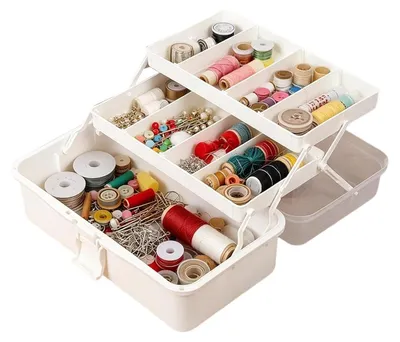 Produktbild von Aufbewahrungsbox mit 3 Fächern für Bastelmaterialien