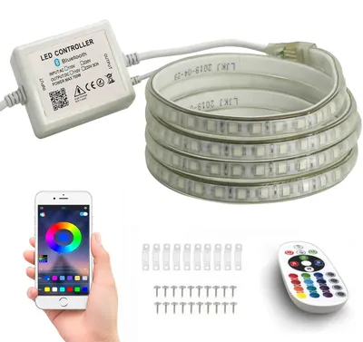 RGB LED-Streifen 10m, Bluetooth, 220V, 5050 SMD 60 LEDs/m, wasserdicht