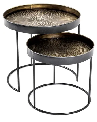 Beistelltisch-Set 2er, rund, Metall, H 38/48 cm, Ø 41/51 cm