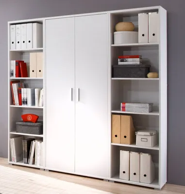 Produktbild von möbelando Regalwand Aktenschrank Büroschrank Schrankwand Büromöbel Regal Clermont I Weiß
